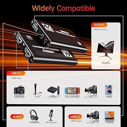 HDMI Capture Card for Streaming, Full HD 
