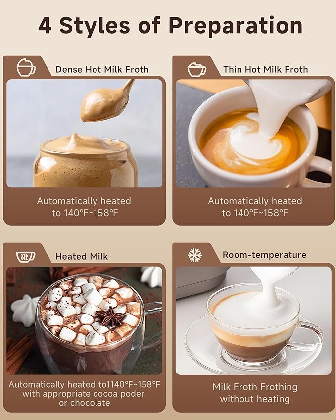 AMZCHEF Milk Frother Electric 8.11oz thumbnail