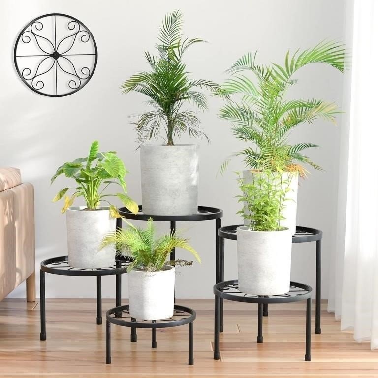 5-Pack Decent Metal Plant Stands, Heavy Duty Flower