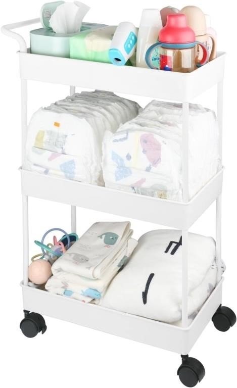 Baby Diaper Caddy, Plastic Movable Cart for Newborn