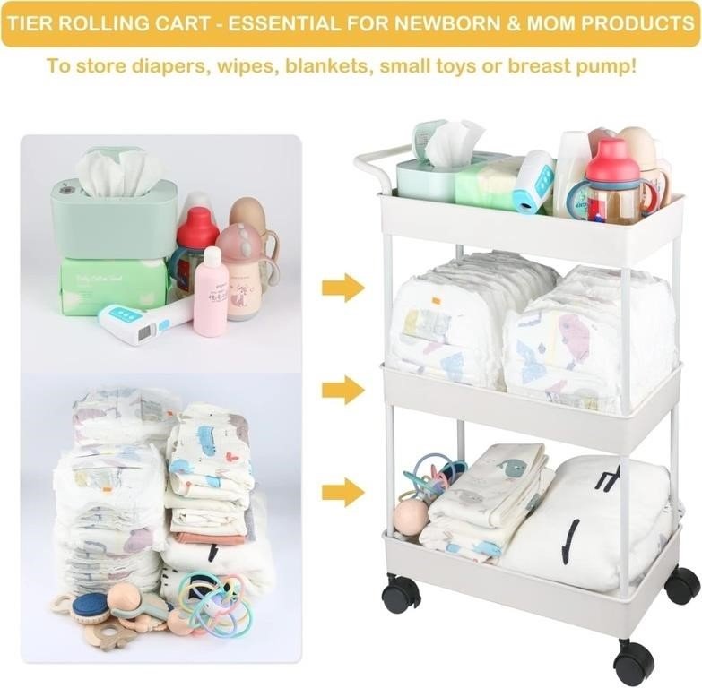 Baby Diaper Caddy, Plastic Movable Cart for Newborn thumbnail