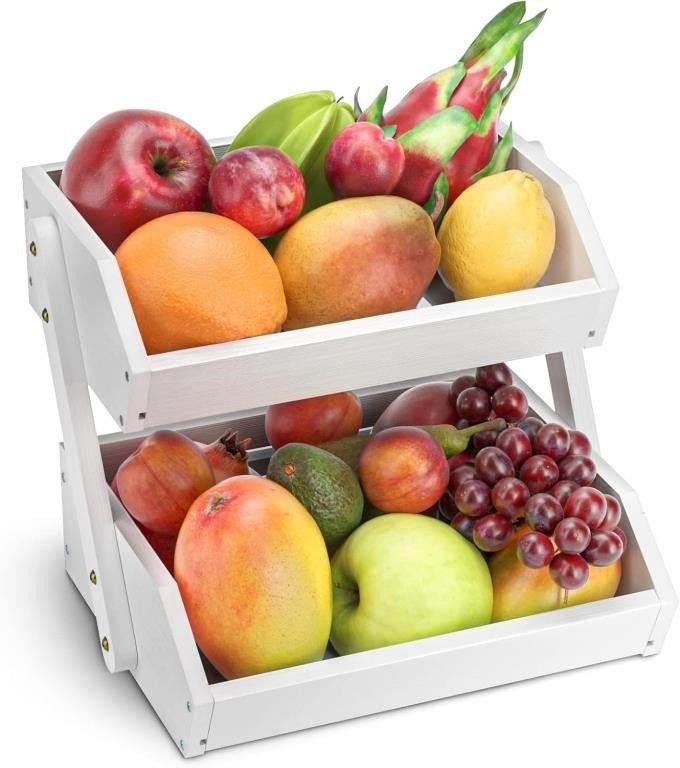 HOMEFAVOR Fruit Basket for Kitchen, 2-Tier Fruit basket thumbnail