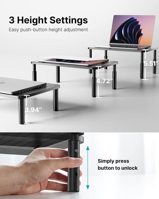  HUANUO Monitor Stand, Monitor Stand Riser 3 Height thumbnail