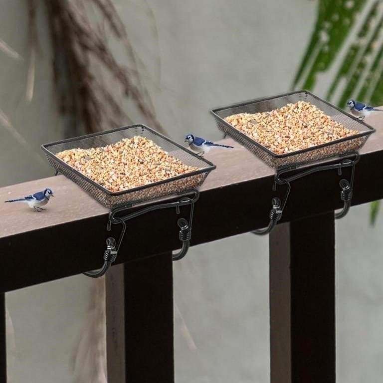 2 Pcs Deck Railing Bird Feeder Tray for Balcony 7