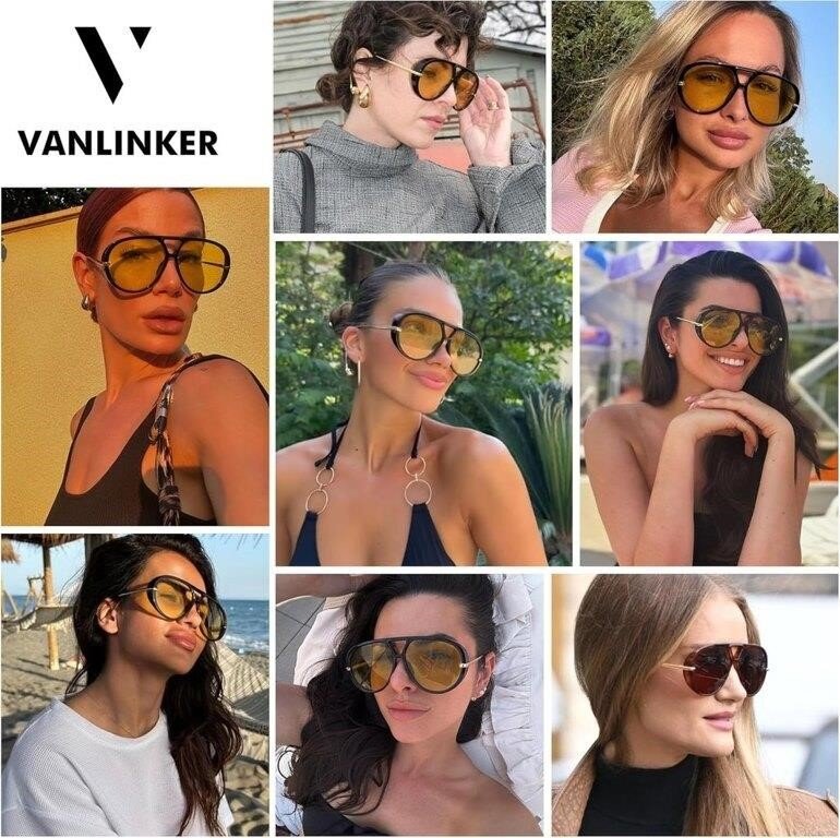 VANLINKER Oversized Trendy Polarized Aviator Sunglass  thumbnail