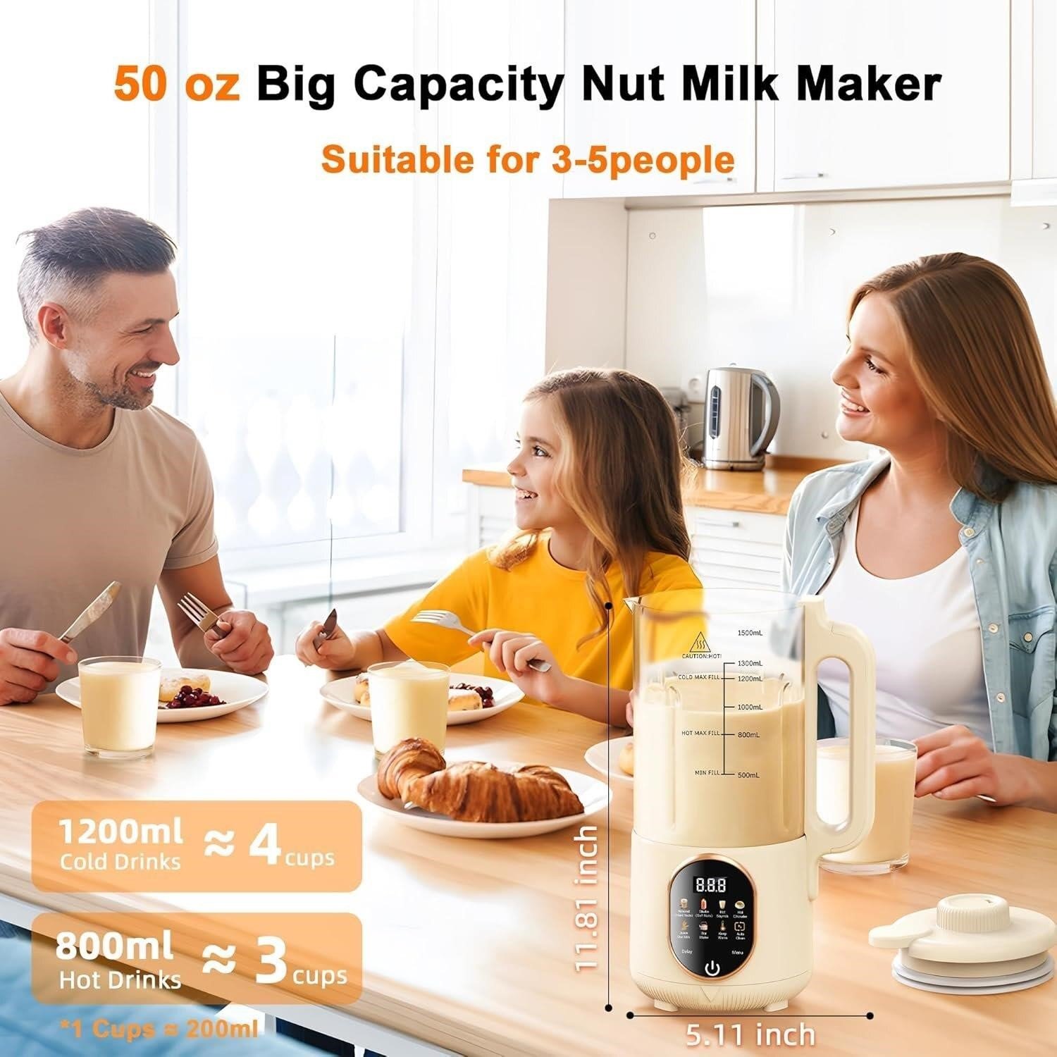 NEW-1500ml Automatic Nut Milk Maker LM18078 (Quantity Available: 8) thumbnail