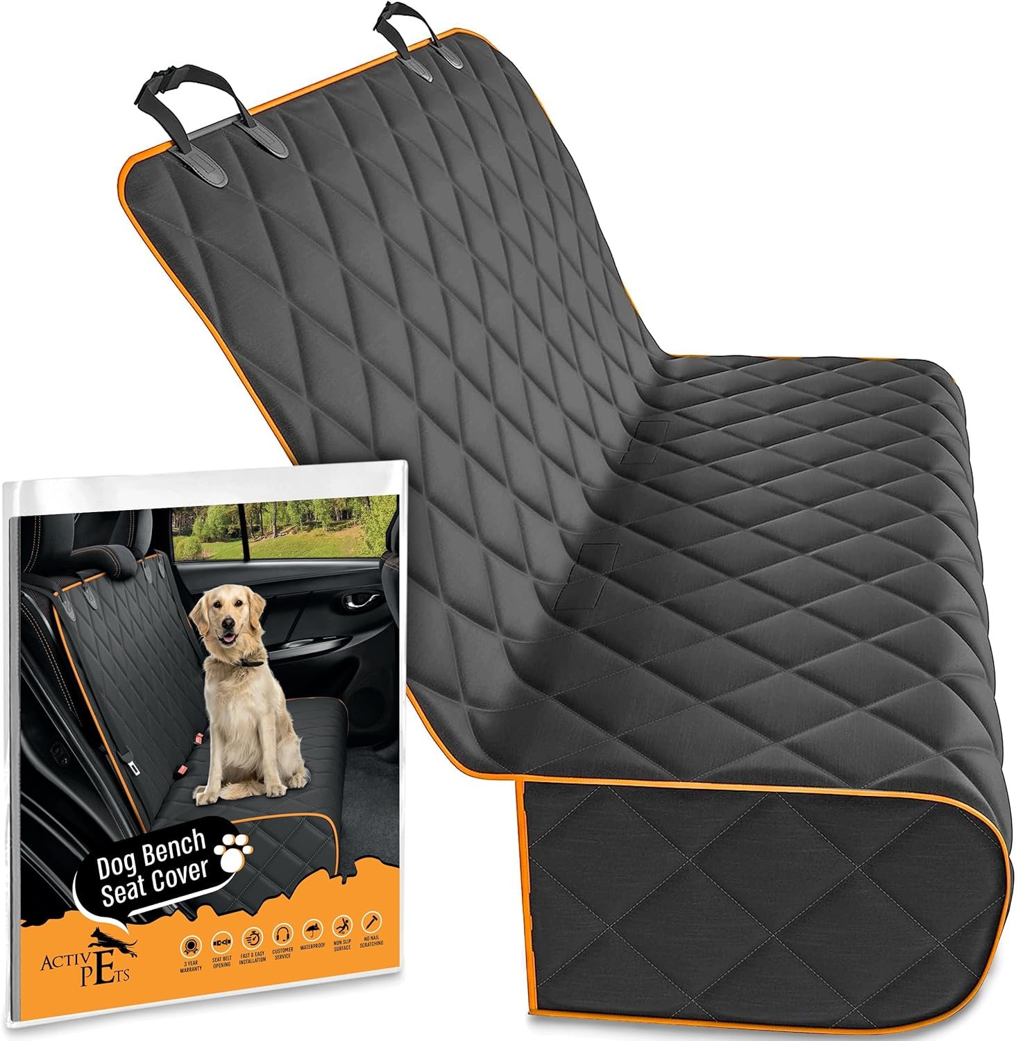 Active Pets Orange Car Rear Seat Cover for Dogs