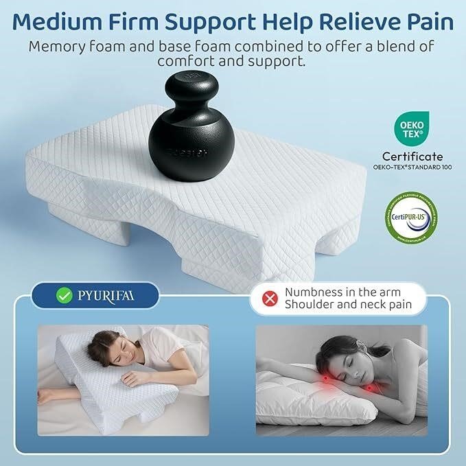 PYURIFAI Side Sleeper Pillow with Arm Hole thumbnail
