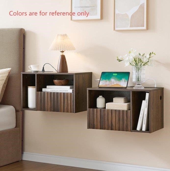 Floating Nightstand Set of 2 (1Ivory +3Brown+ 1 White)