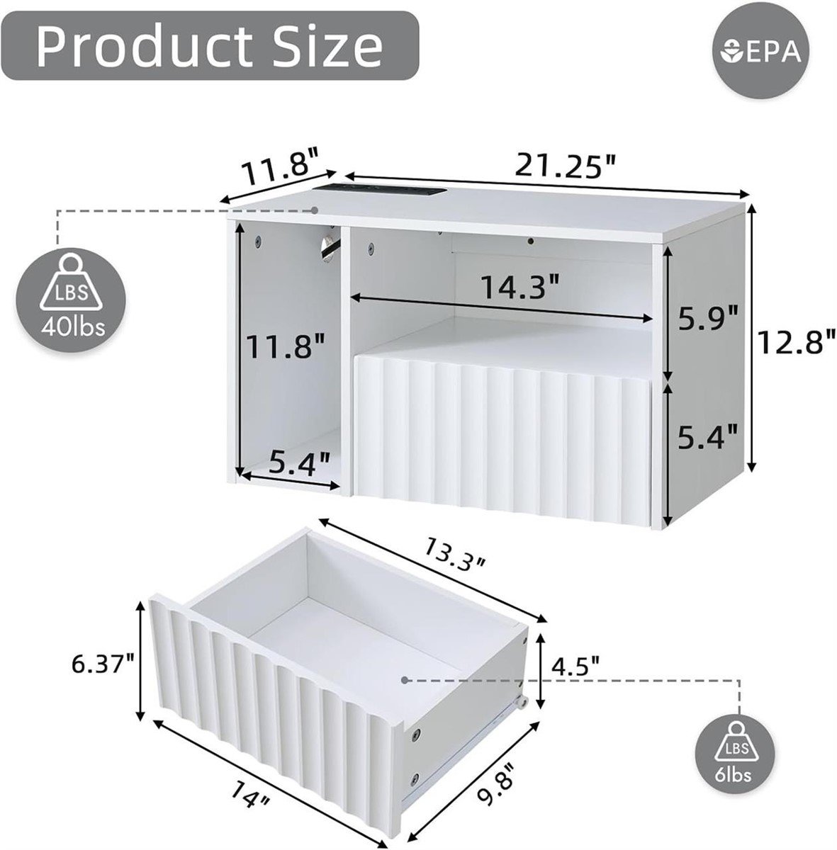 Floating Nightstand Set of 2 (1Ivory +3Brown+ 1 White) thumbnail