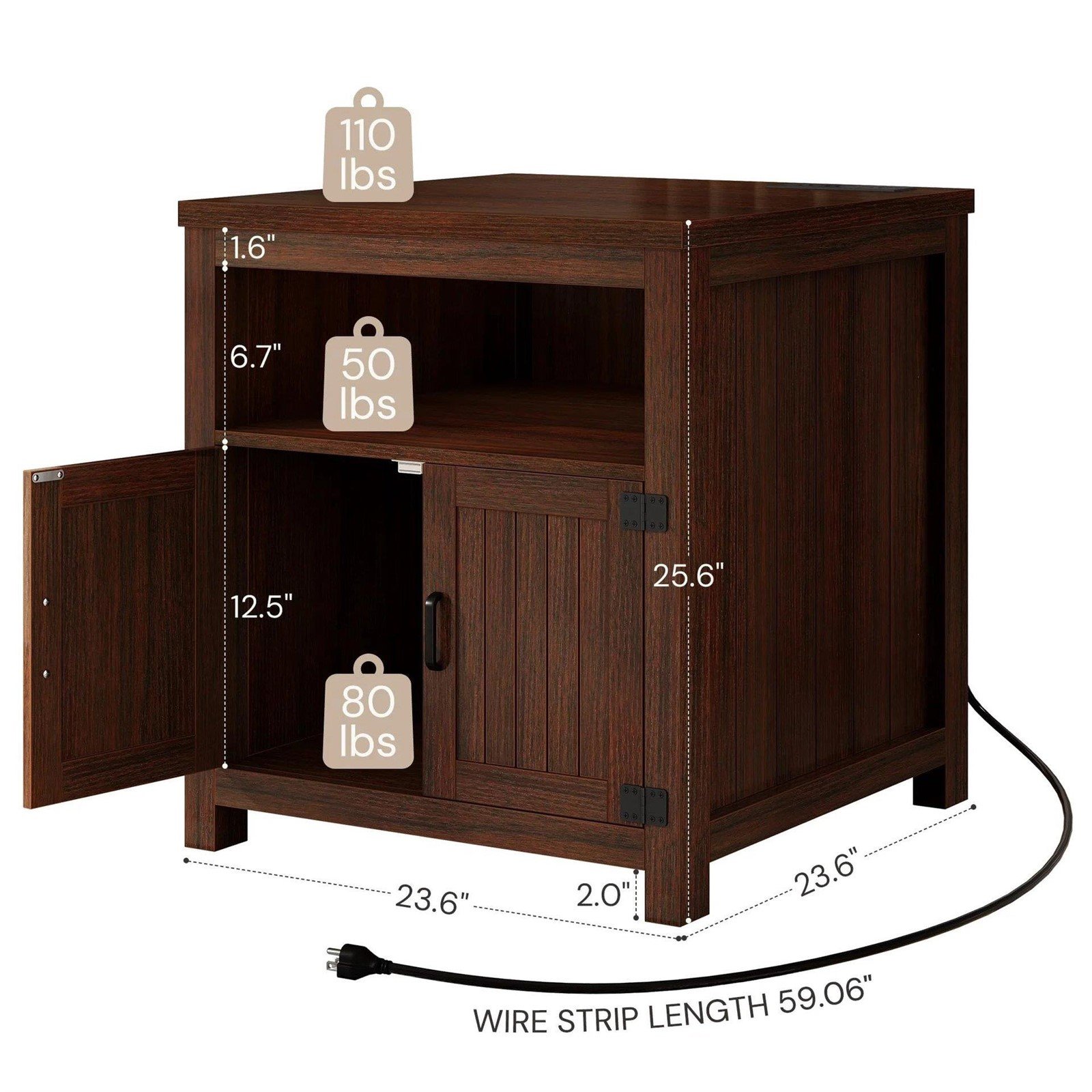 Farmhouse End Table with Storage Cabinet thumbnail