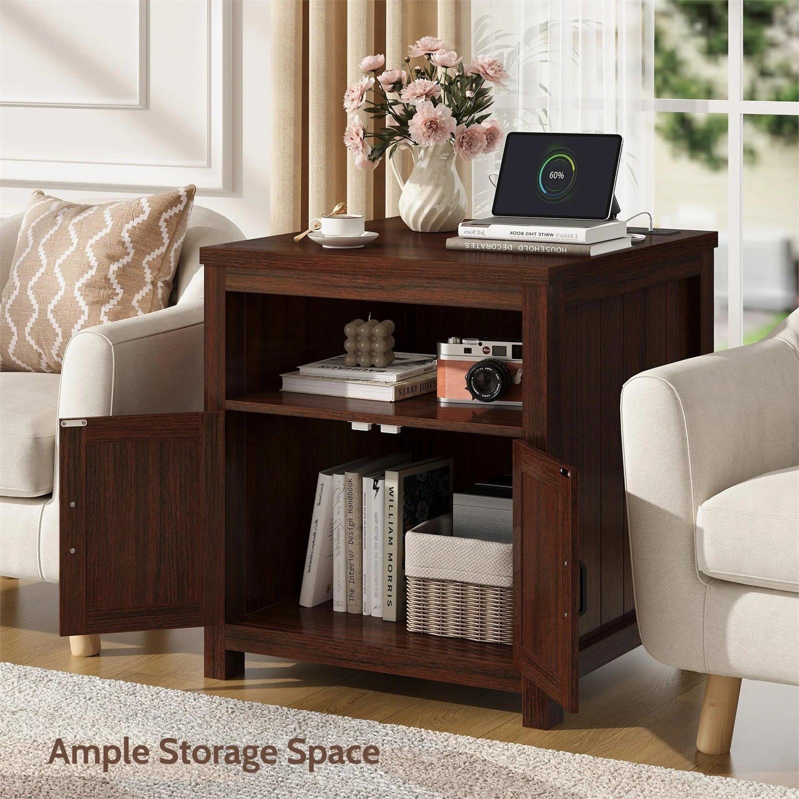 Farmhouse End Table with Storage Cabinet thumbnail