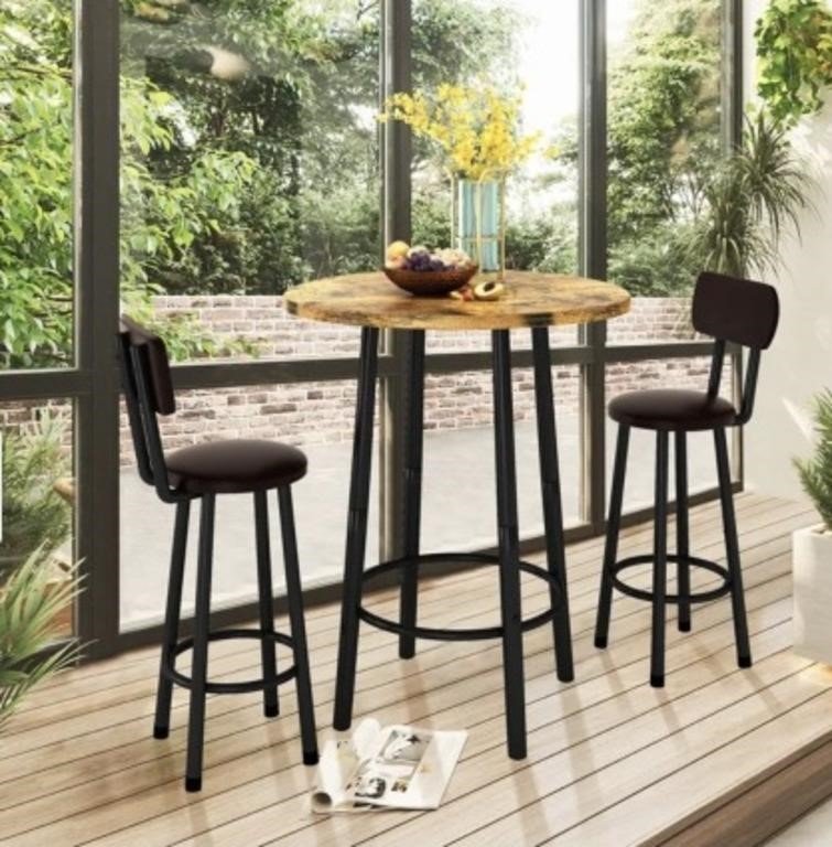 3-Piece Pub Dining Set Counter Height Table & Chairs thumbnail