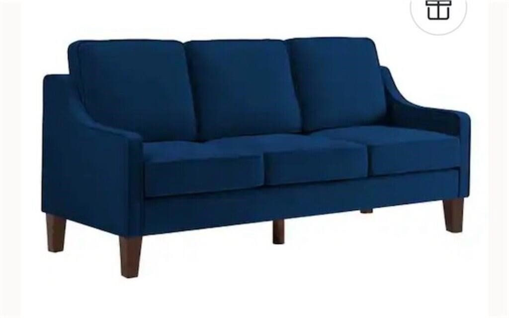 Velour Modern 3 Piece seat Sofa Couch - Blue