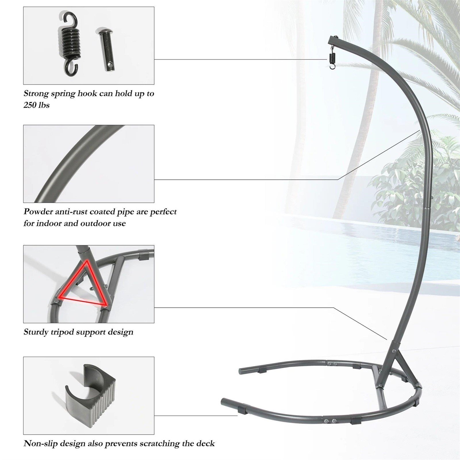 Metal Egg Chair Stand In Black thumbnail