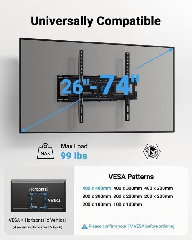 Pipishell Full Motion TV Wall Mount for 26-74 inch (qty6) thumbnail