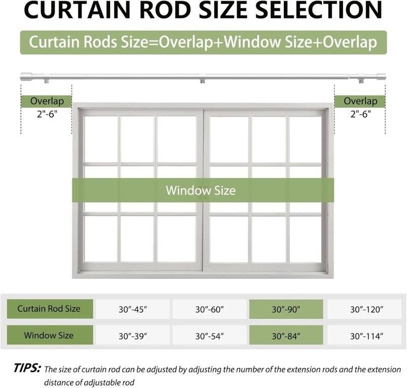 Diameter Curtain Rods 30-90 Inch, for 30-84 thumbnail