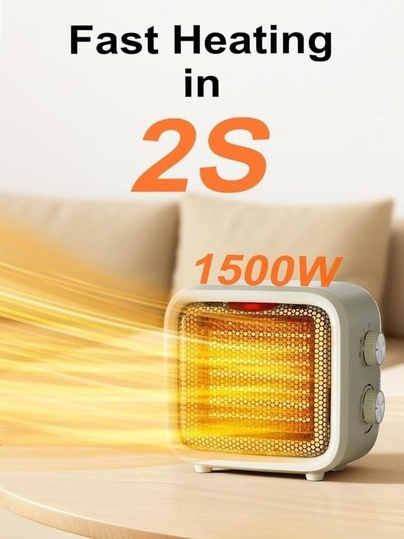 Small Space Heater, 1500W Mini Desk Heater for Office thumbnail