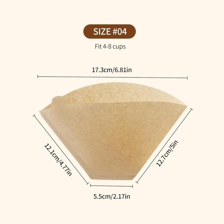PakTalk 300 Count Cone Coffee Filters #4, Natural thumbnail
