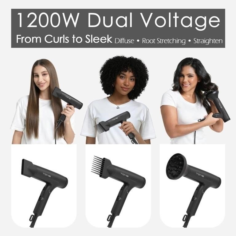 TOME Dual Voltage Travel Hair Dryer, Foldable Blow thumbnail