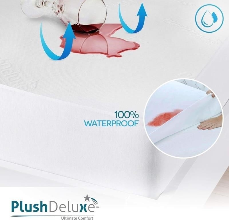 PlushDeluxe Premium Bamboo Mattress Protector thumbnail