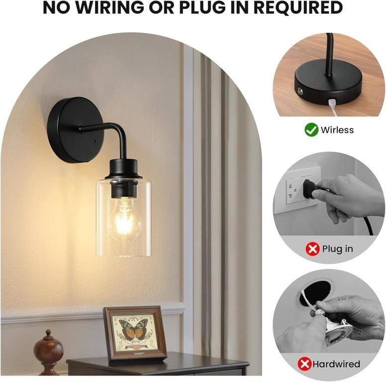 Battery Operated Wall Sconce Set of 2 - Dimmable Wireless thumbnail