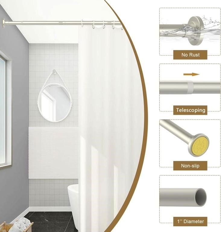 GXOACKJ Brushed Nickel Shower Curtain Rods - 31-80 thumbnail