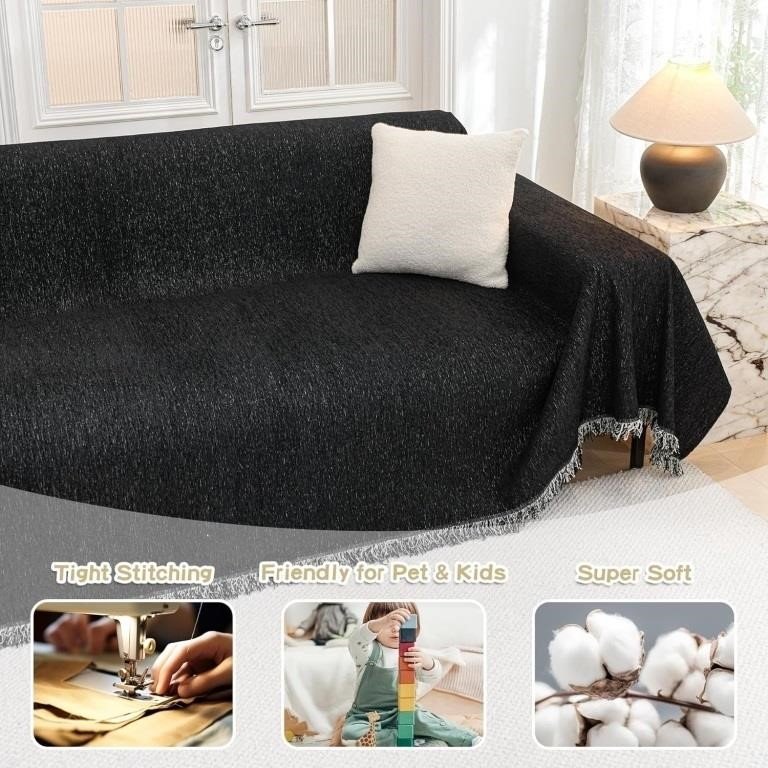 MYSKY HOME Couch Covers for Sofa, Black Couch Sofa thumbnail