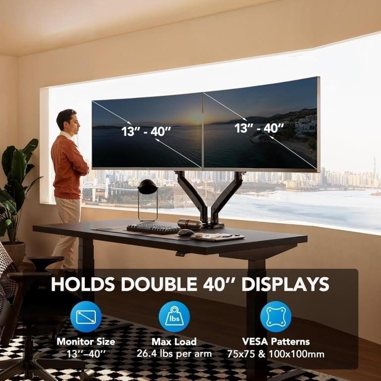 HUANUO Dual Monitor Stand for 13" to 40" Monitors thumbnail