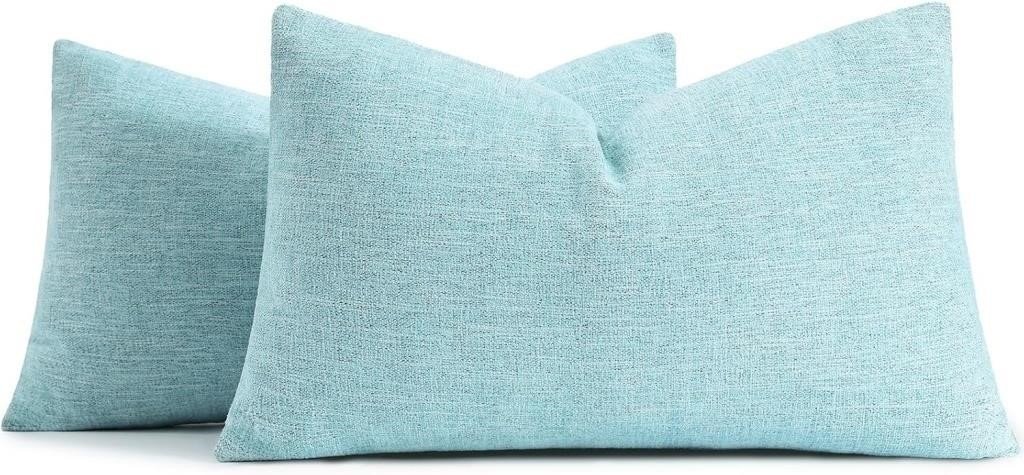 decorUhome Chenille Lumbar Throw Pillow Covers 12x20 - Set of 2