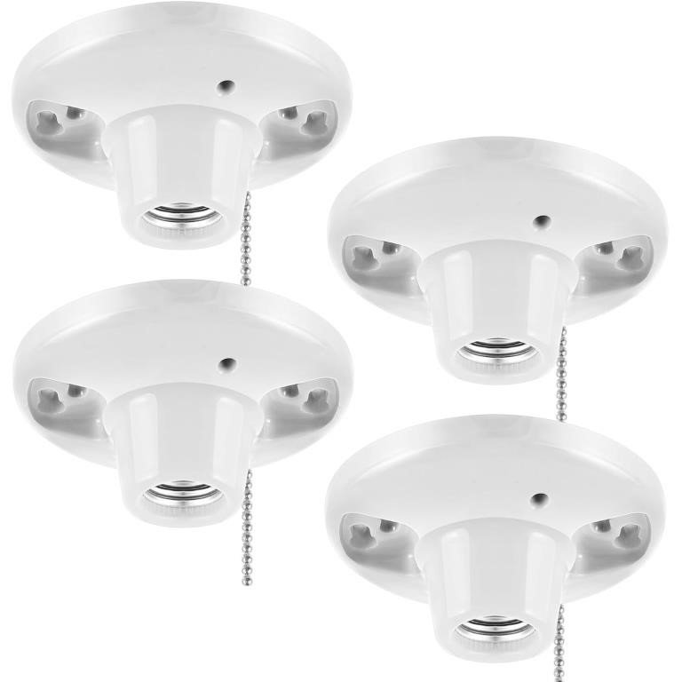 4 Pcs Keyless E26 Lamp Holder with Pull Chain 