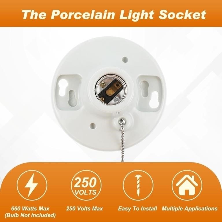 4 Pcs Keyless E26 Lamp Holder with Pull Chain  thumbnail