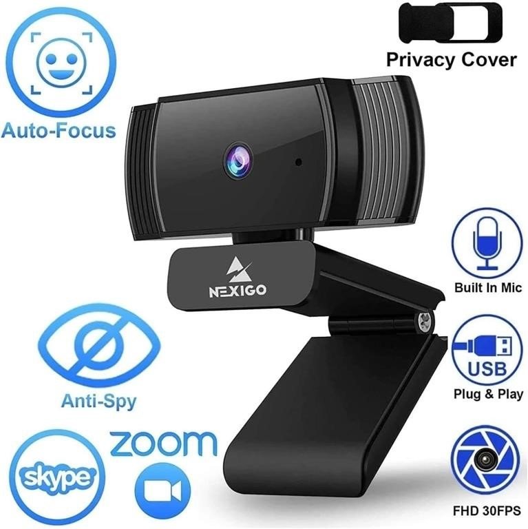 NexiGo N930AF 1080P Webcam with Microphone & Privacy Cover  thumbnail