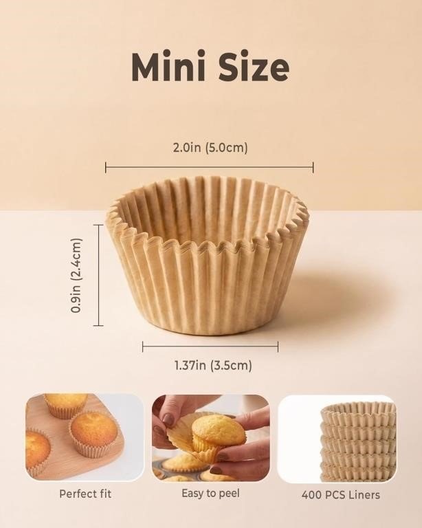 Bake Choice 400pcs Natural Mini Cupcake Liners for thumbnail