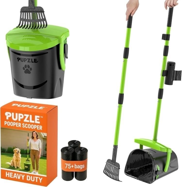 Pupzle Dog Pooper Scooper with Bag Attachment, 40"